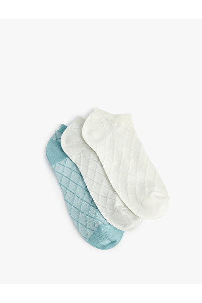 Koton Σετ 3 κάλτσες-μποτάκια από βαμβάκι με γεωμετρική υφή
