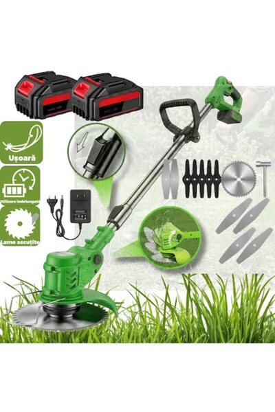 Infiniteea Ασύρματο Ηλεκτρικό Χορτοκοπτικό, 1880W, 2 μπαταρίες 24V, Ρυθμιζόμε...