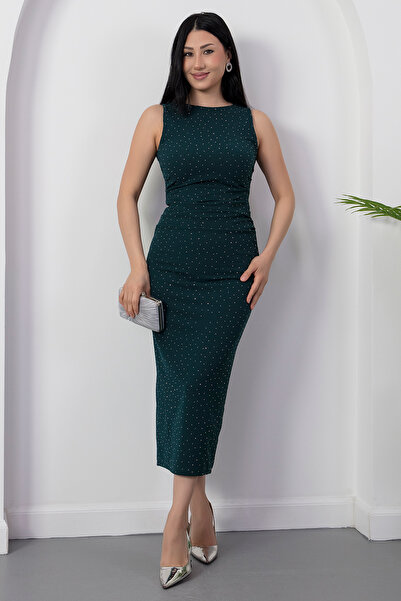 PULLIMM Φόρεμα με λαιμόκοψη και πέτρα DKS1314