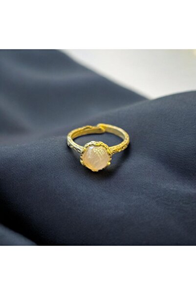 AURA STONE AuraStone Bronz Bakır Pembe Kuvars Doğal Taş Yüzük
