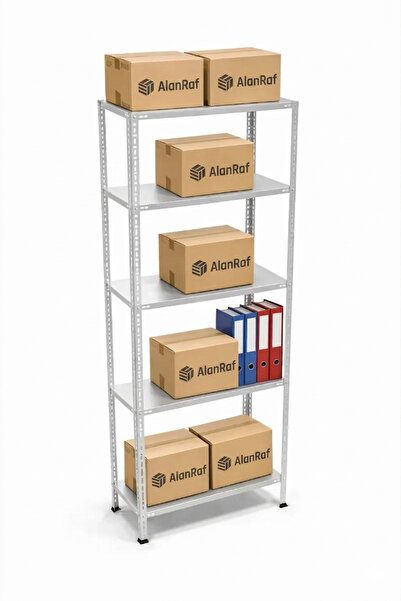ALANRAF 5 Katlı Galvaniz Çelik Raf - Depo, Arşiv, Kiler, Dosya, Market Rafı 3...