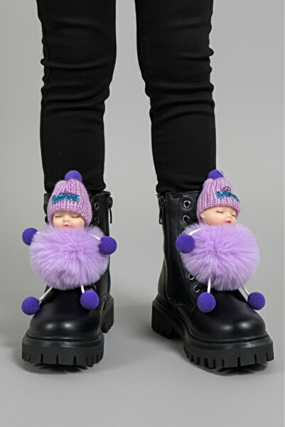 TOFİSA Κοριτσίστικες μαύρες μπότες με λεπτομέρεια μωρού στο μπροστινό μέρος -...