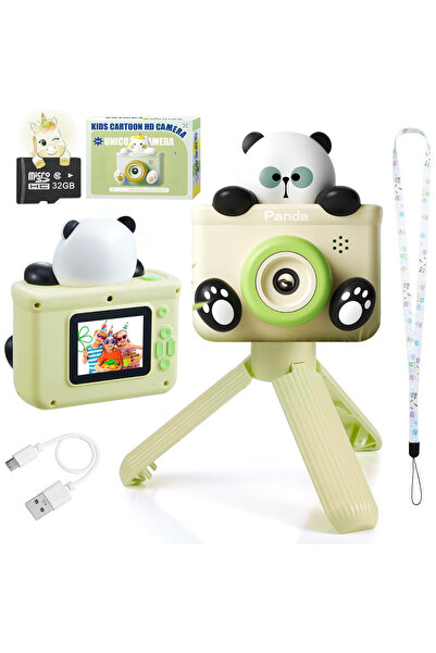 Qova Παιδική Κάμερα, Μίνι Τρίποδο σε Σχήμα Πάντα, HD20MP, Βίντεο 1080PHD, Διπ...