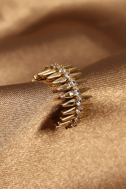 Süspüs Accessories Kılçık Modeli Zirkon Taşlı Gold Renk Kıkırdak Küpe