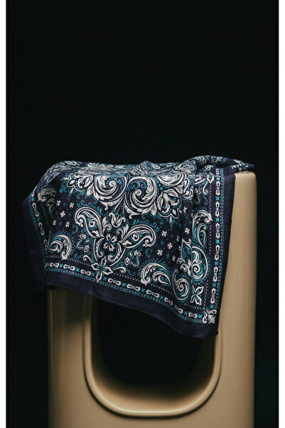 TAMA Ethnic Pattern Navy Blue Scarf 50Cmx50Ccm
