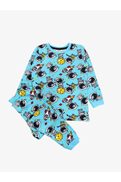 elmas kids Αγορίστικο σετ πιτζάμες από 100% βαμβάκι με μακρυμάνικο σχέδιο αστ...