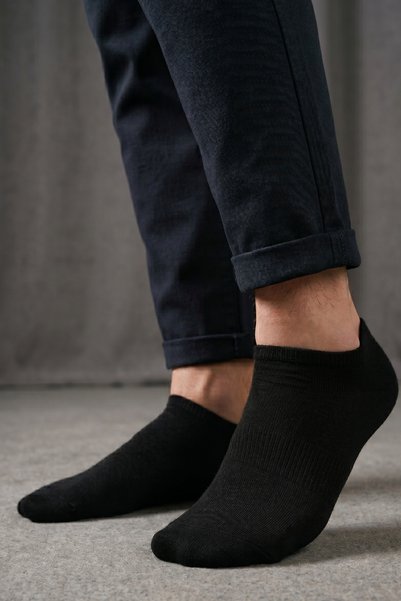 LYKOS Pack of 3 Unisex Cotton Black Bootie Socks - Sweat-Proof and Non-Marking Bootie Socks