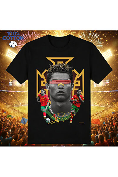 NO BRAND تي شيرت كريستيانو رونالدو CR7 بتصميم فريق البرتغال الوطني، قميص فضفا...