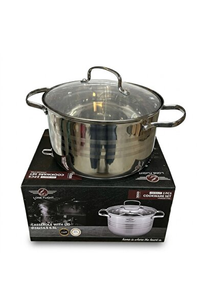 OEM Λόουν Φλάιτ Ανοξείδωτη Κατσαρόλα με Καπάκι, 6,5 Λίτρα, Ø 24 εκ.