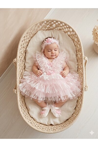 PARK BEBE KIZ BEBEK ÖZEL GÜN DANTEL VE TÜLLÜ MEVLÜT SETİ FOTOGRAF ÇEKİMİ KOSTÜMÜ