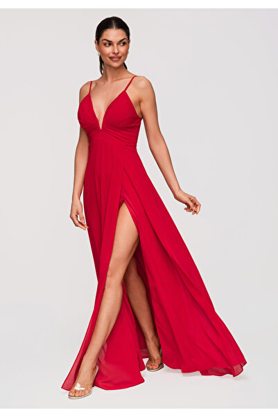 Larica Γυναικείο Μάξι Φόρεμα Βραδινό Εφαρμοστό LA-OM-DLR357 Κόκκινο