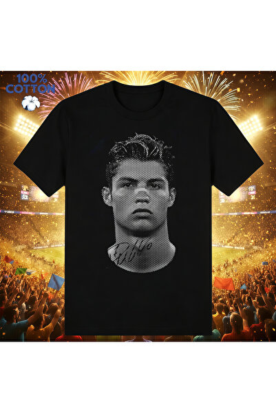 NO BRAND تي شيرت قطني أسود بتصميم كريستيانو رونالدو CR7 البرتغالي، ملابس كاجو...