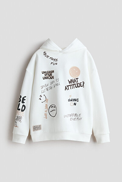 H&M Baskı Motifli ve Kapüşonlu Üst
