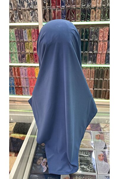 Firdevs Practical Scarf with Bonnet, Non-Slip, Ready-To-Wear Shawl, Turban, Hijab, Indigo Blue