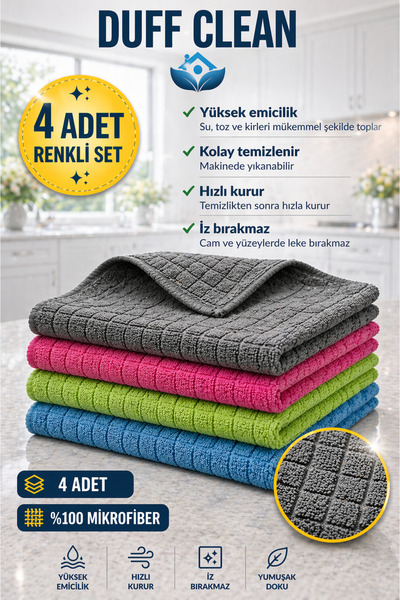 DUFF CLEAN Premium krpa za čišćenje od mikrovlakana (set od 4 boje)