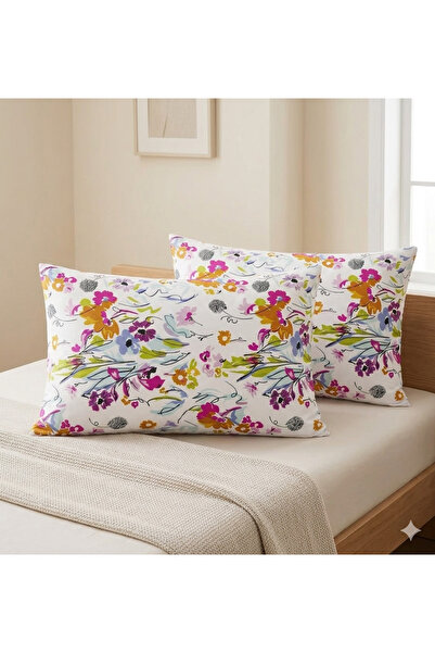 NİĞTEX Σετ 2 μαξιλαροθήκες 50x70 με ανοιξιάτικο σχέδιο λουλουδιών, ζωηρό βαμβ...