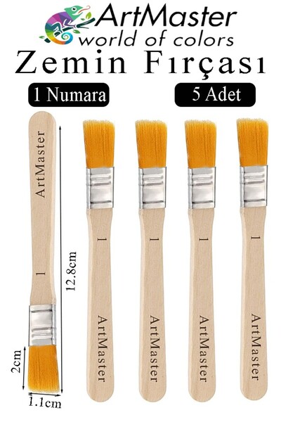 Artmaster Floor Brush Number 1 5 Pieces Paint Brush Synthetic Silk Tip Bristl...