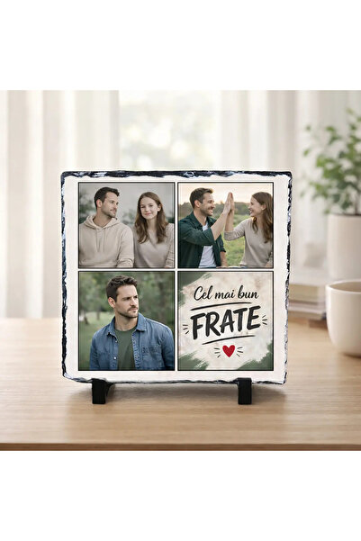 peGiftuiala Placă Ardezie Personalizată Colaj 3 Poze – Cadou pentru Frate
