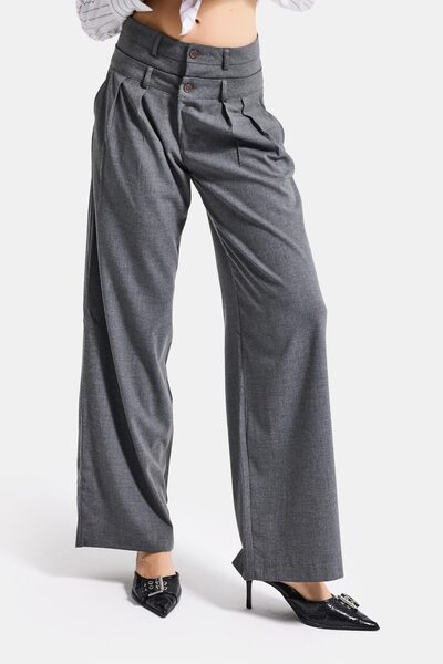 it's basic Γυναικείο παντελόνι από ύφασμα πολυβισκόνης Anthracite S6 Tailored...