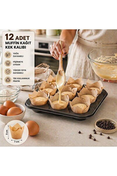KOOB 12’li Kraft Muffin Kağıdı Kek Kalıbı