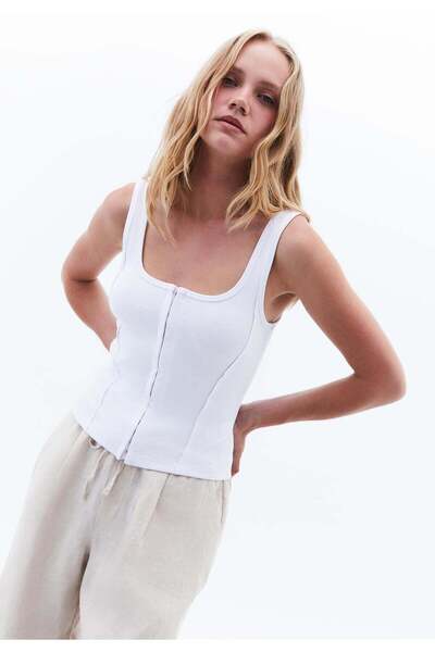 OXXO U Neck Bodycon Tank Top - WHITE