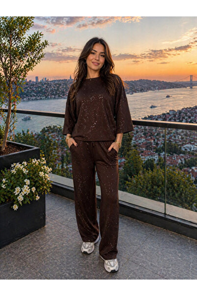 Trendline Γυναικείο ασημί σετ με μαλακά μανίκια νυχτερίδας και μαλακό κάτω μέρος