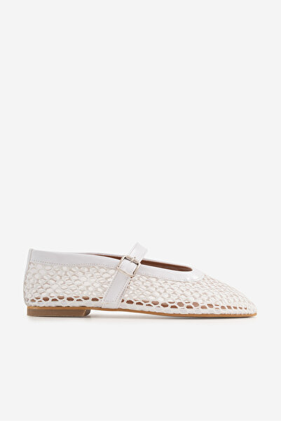 SHOEMARK Lorin Beyaz Suni Vegan &File Kadın Babet