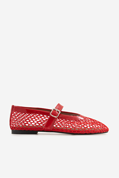 SHOEMARK Lorin Kırmızı Suni Vegan &File Kadın Babet