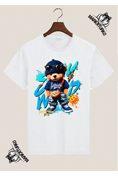 MarkaTurko تي شيرت أبيض مطبوع بتصميم خاص من COOL BEAR