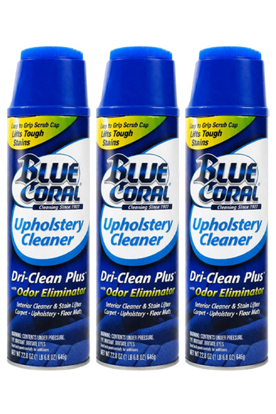 BLUE CORAL Upholstery Cleaner Foam Spray Combo Pack Odor Remover Stain Cleane...