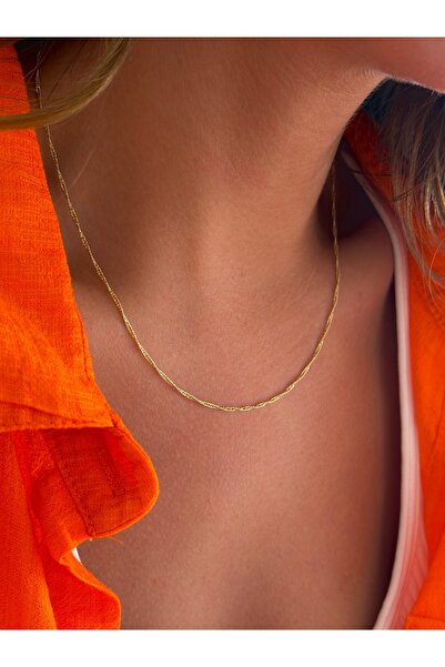 Butik Xuping 14K ince BUrgu Kolye 1mm 45 cm