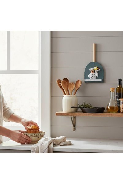ELSELİFE Natural Wood Paper Towel Holder with Chef Figure Decorative Kitchen Countertop Towel Holder 25 cm Napkin Holder -2
