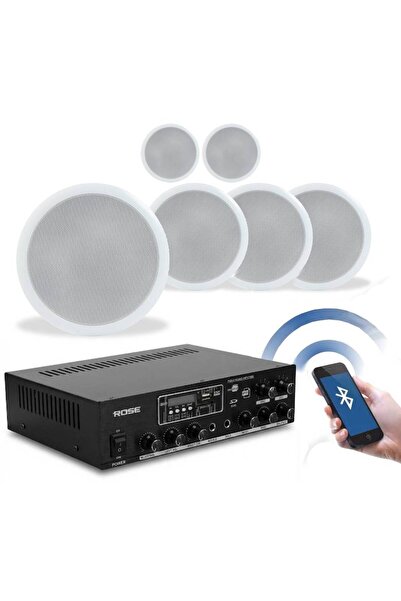 Rose Bluetooth Tavan Hoparlör Seti - 6 Adet 16cm Hoparlör + 1 Adet Amfi - Ev,...