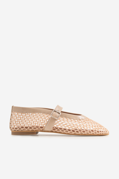 SHOEMARK Lorin Bej Suni Vegan &File Kadın Babet