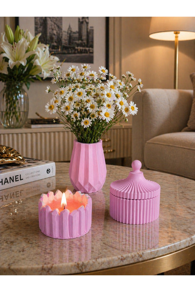 BCK Kimya Pastel Renkli Vazo Mumluk Dekoratik Kutu