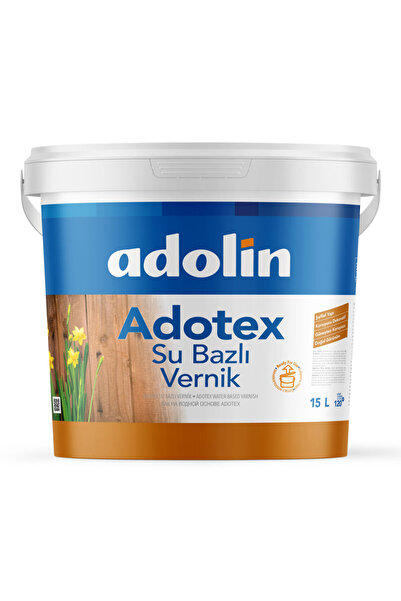 ADOLİN Adotex Su Bazlı Kokusuz Vernik Ahşap ve Hobi Verniği Parlak Şeffaf 15 Lt