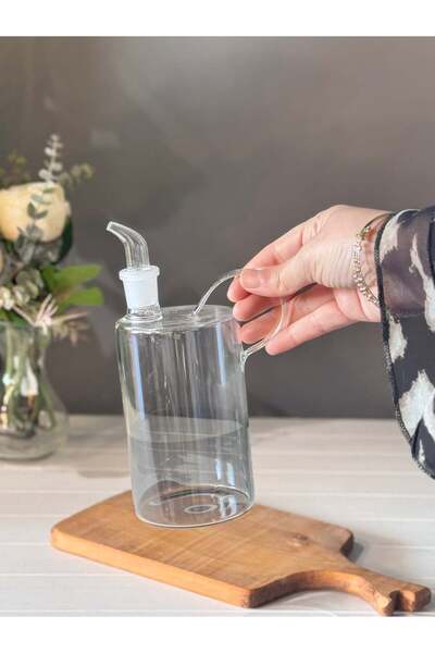 şirineşyalarım Gauzy 500 ml Borosilicate Glass Oil Dispenser - Gray