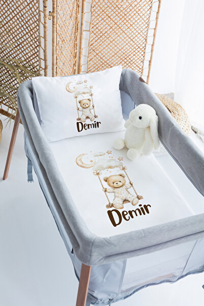 Lilabio %100 Pamuk Saten İsme Özel 70x120 Park Yatak Nevresim Seti Sallanan A...