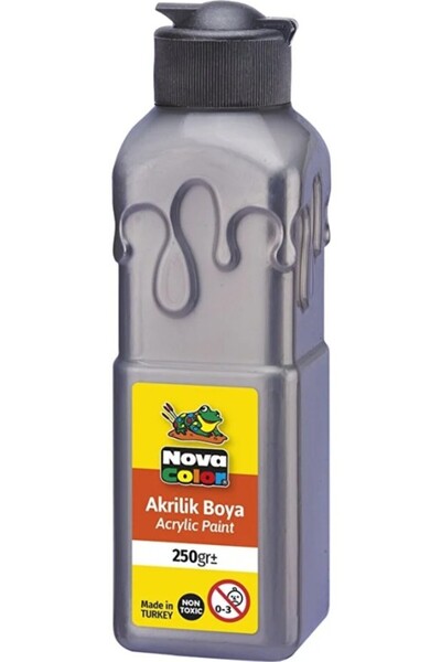 Nova Color Gri Akrilik Boya 250 gr 1 Adet Su Bazlı Akrilik Boyası Hobi Sanats...