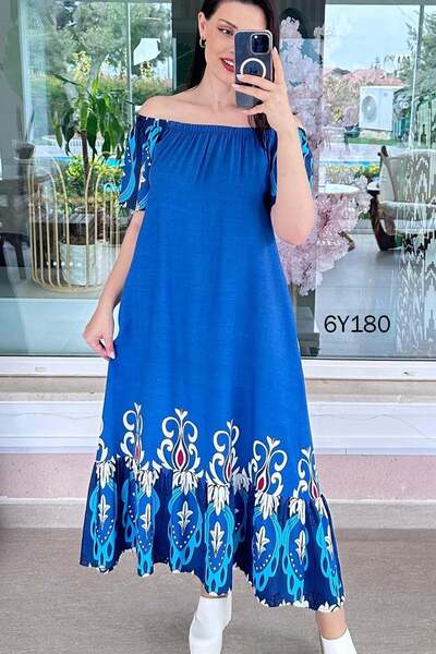 İnce Topuk Φόρεμα Μαντόνα Γιακάς Βισκόζης 6y180