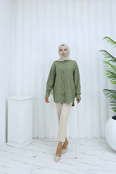 TATULA Modern and Comfortable Cut Linen Women's Shirt