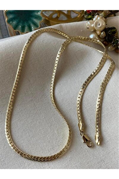 XUPING JEWELRY Xuping 14K 60 cm İnce Desenli Ezme Zincir Kolye