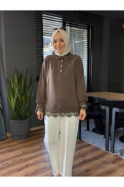 Suede Style 6441 - Comfortable, Casual Basic Modal Lace Detailed Basic Interl...