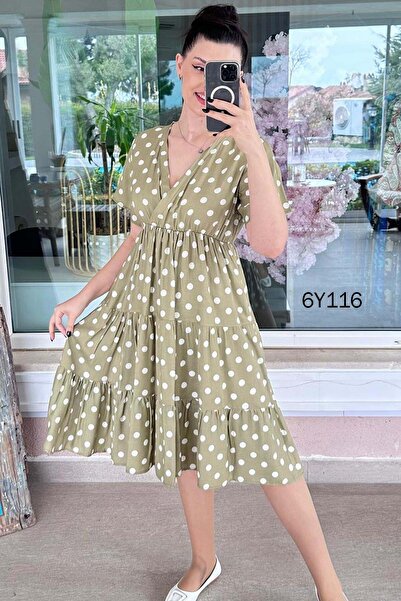 İnce Topuk Φόρεμα βισκόζης με ελαστική μέση 6y116