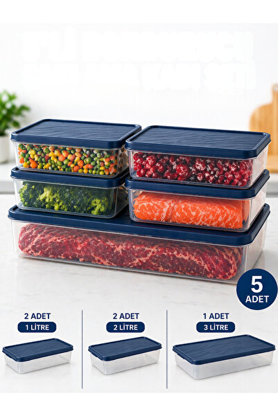 BEYLİNİ 5-Piece Freezer Storage Container Refrigerator Total 9L Icebox In-Cab...