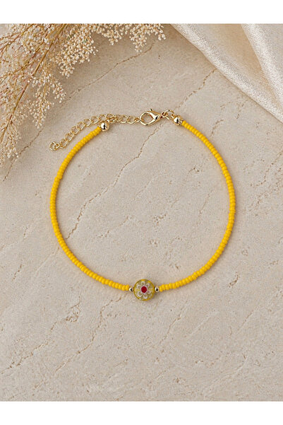 HALHALMILL Yellow Murano Design Anklet