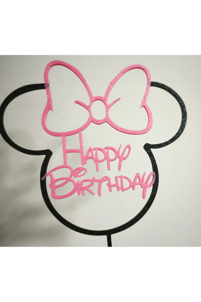 DU&ER 🎀 Minnie Temalı Doğum Günü Pasta Üstü Süs – Fiyonk Detaylı Dekoratif T...