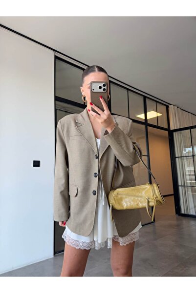 BB Bensu Buyruk Καρό Υπερμεγέθες Μπουφάν