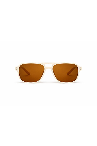 BAYDUK Lurex Cream Brown Glass Unisex Sunglasses