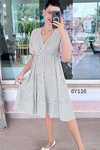 İnce Topuk Φόρεμα βισκόζης με ελαστική μέση 6y116